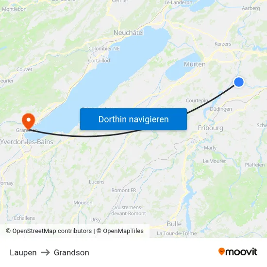 Laupen to Grandson map