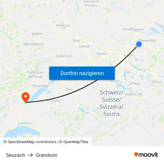 Seuzach to Grandson map