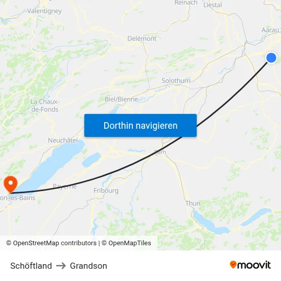 Schöftland to Grandson map
