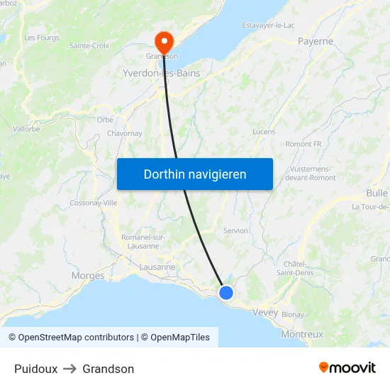 Puidoux to Grandson map