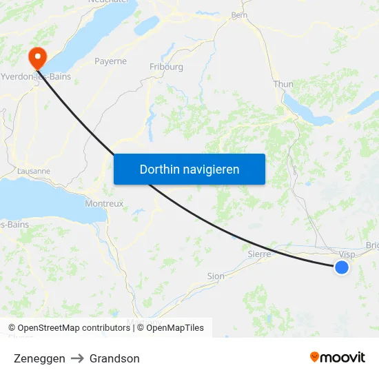 Zeneggen to Grandson map