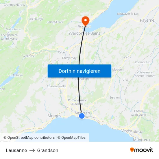 Lausanne to Grandson map
