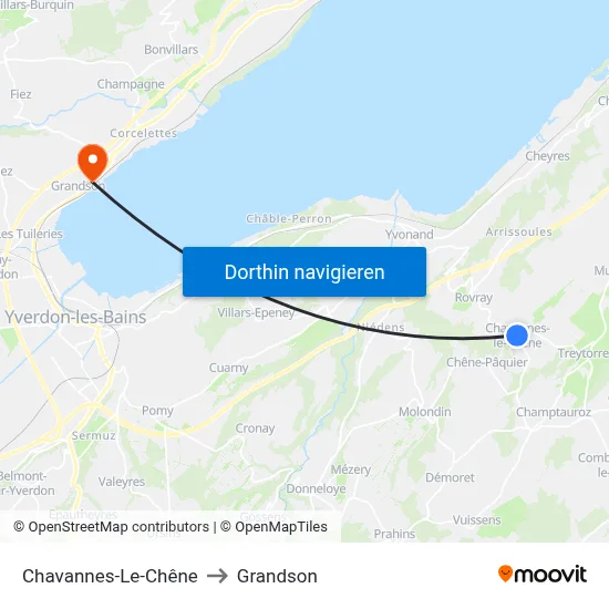 Chavannes-Le-Chêne to Grandson map
