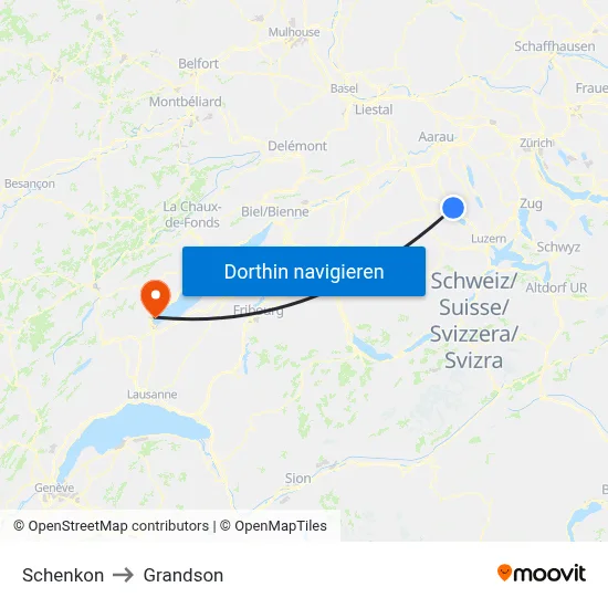 Schenkon to Grandson map