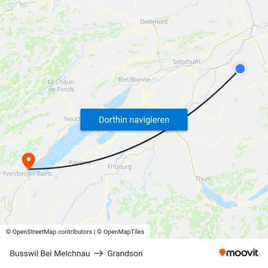 Busswil Bei Melchnau to Grandson map