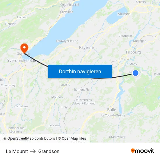 Le Mouret to Grandson map