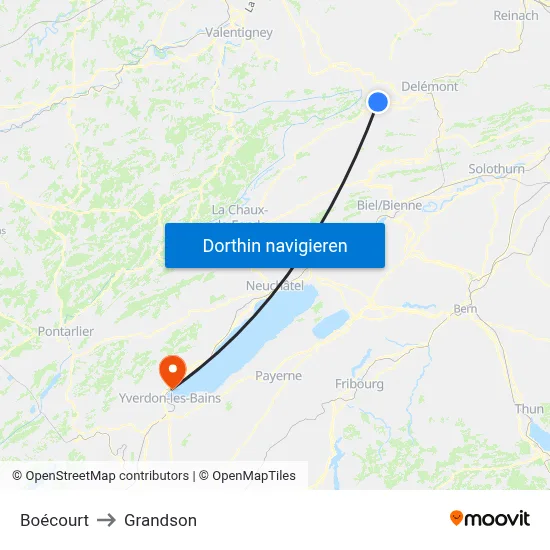 Boécourt to Grandson map