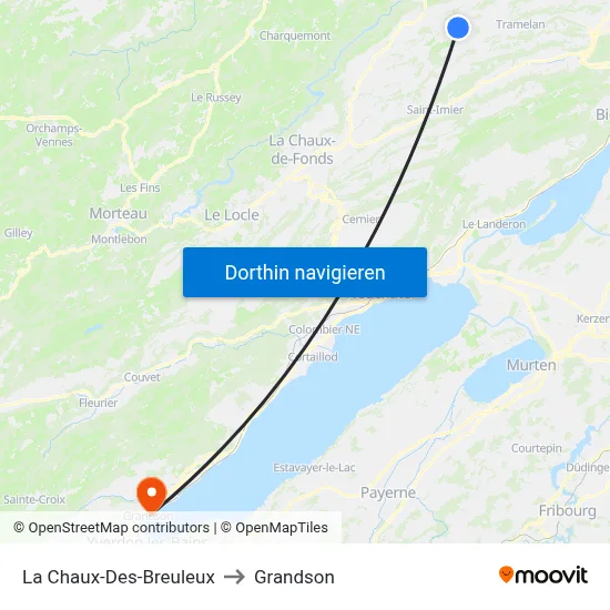 La Chaux-Des-Breuleux to Grandson map