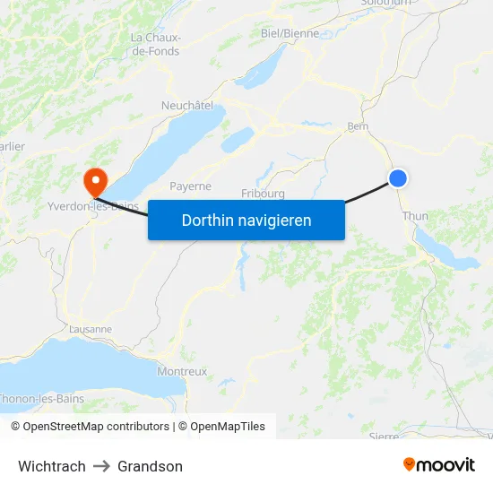 Wichtrach to Grandson map