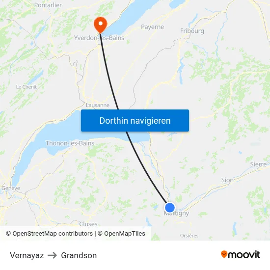 Vernayaz to Grandson map