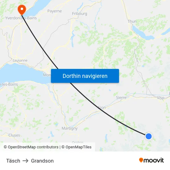 Täsch to Grandson map