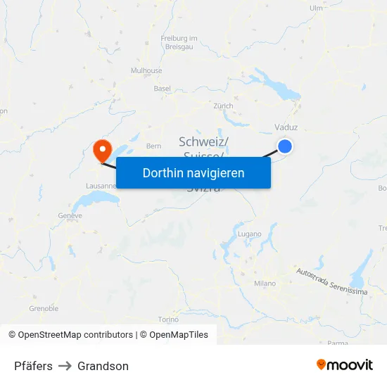 Pfäfers to Grandson map