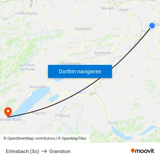 Erlinsbach (So) to Grandson map