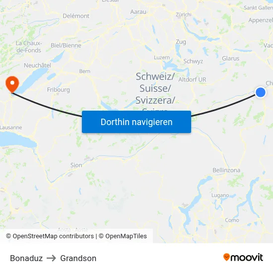 Bonaduz to Grandson map