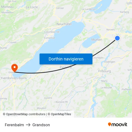 Ferenbalm to Grandson map