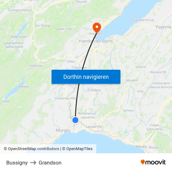 Bussigny to Grandson map