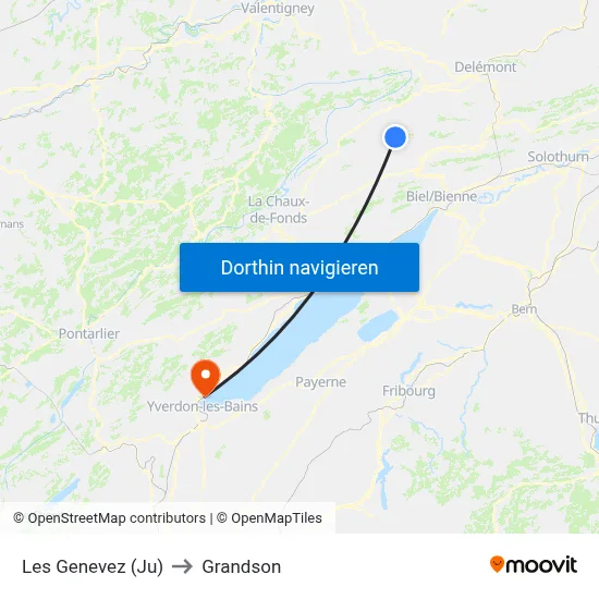 Les Genevez (Ju) to Grandson map