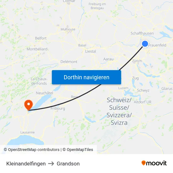 Kleinandelfingen to Grandson map
