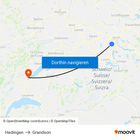 Hedingen to Grandson map