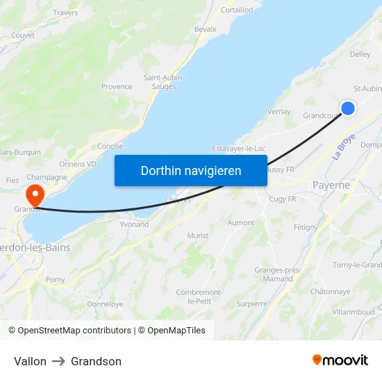 Vallon to Grandson map