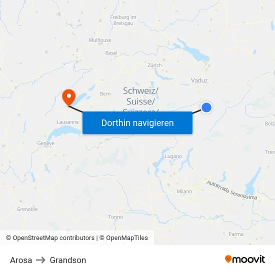 Arosa to Grandson map