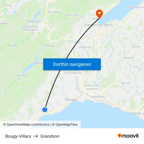 Bougy-Villars to Grandson map