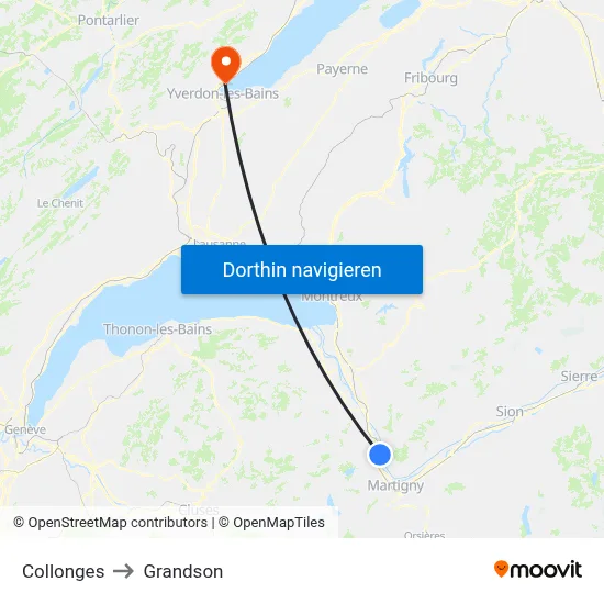 Collonges to Grandson map