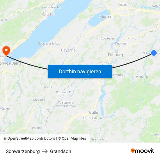 Schwarzenburg to Grandson map