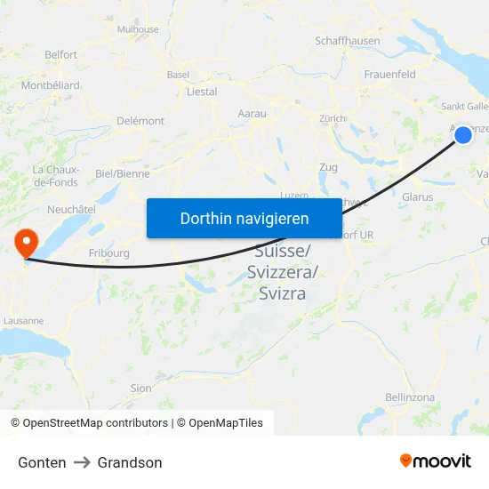 Gonten to Grandson map