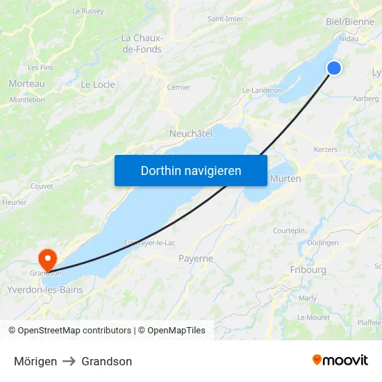 Mörigen to Grandson map