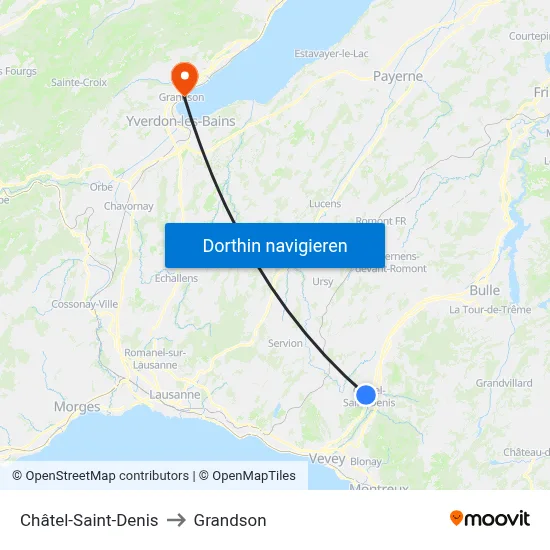 Châtel-Saint-Denis to Grandson map