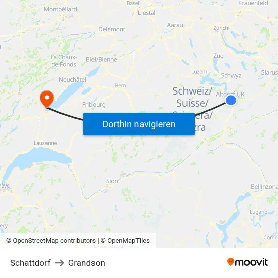 Schattdorf to Grandson map