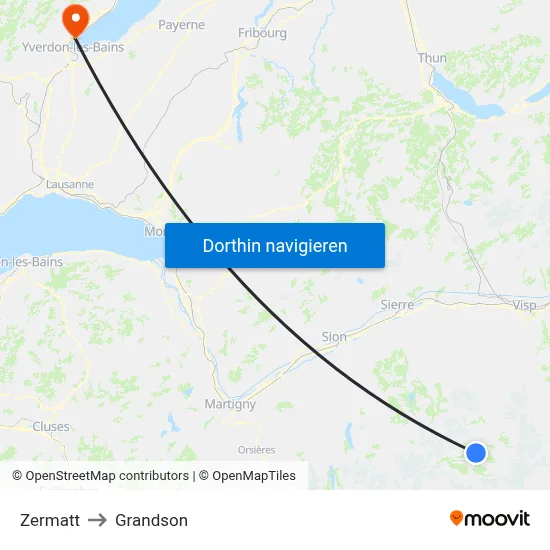 Zermatt to Grandson map