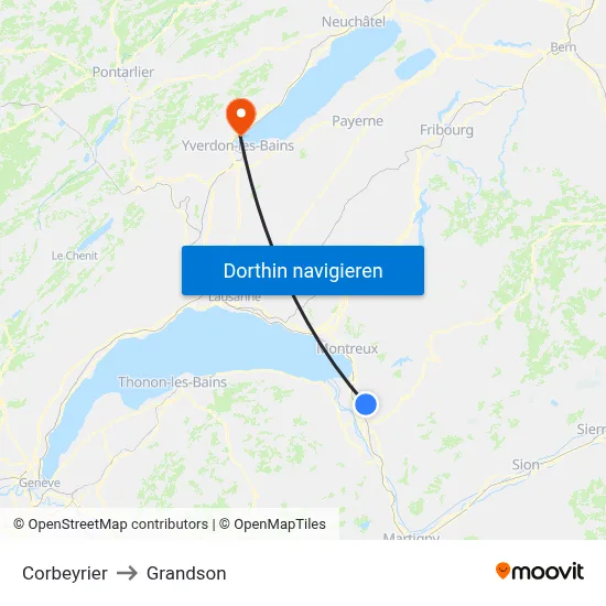 Corbeyrier to Grandson map