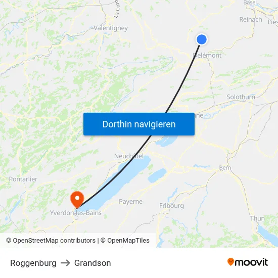 Roggenburg to Grandson map