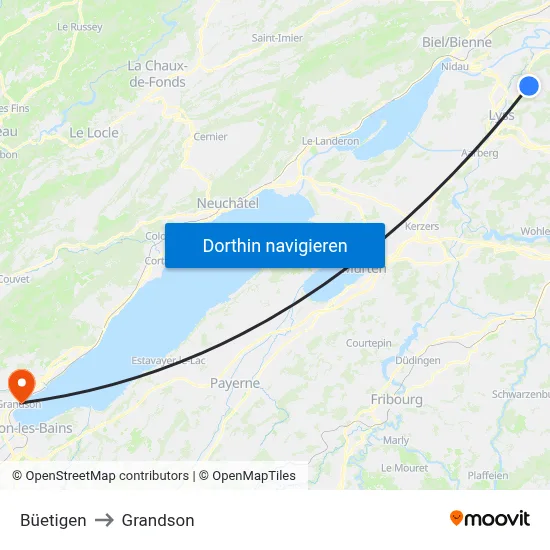 Büetigen to Grandson map