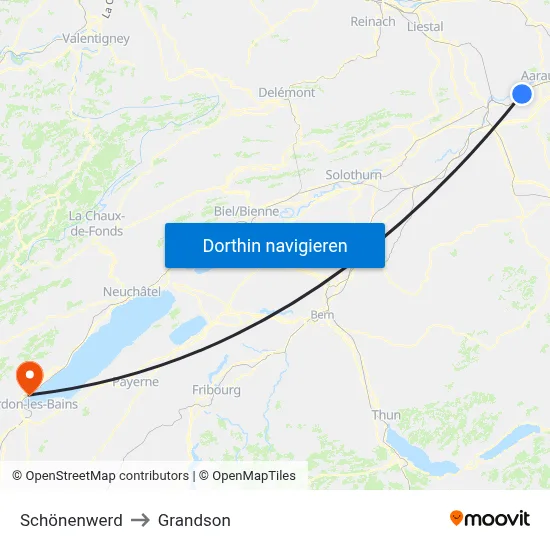 Schönenwerd to Grandson map