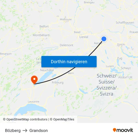 Bözberg to Grandson map
