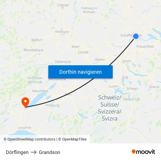 Dörflingen to Grandson map