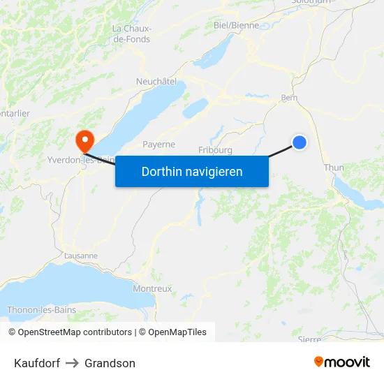 Kaufdorf to Grandson map