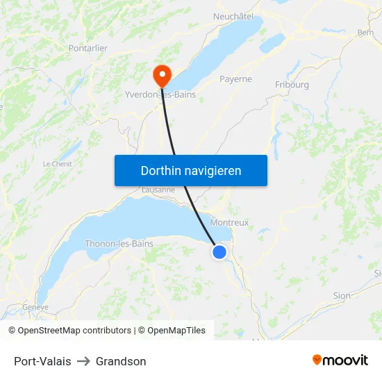 Port-Valais to Grandson map