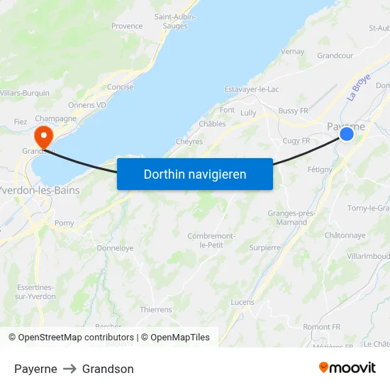 Payerne to Grandson map
