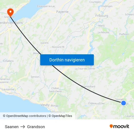 Saanen to Grandson map