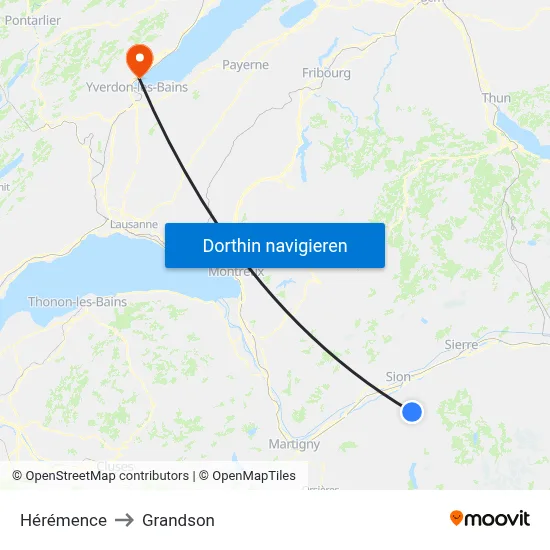 Hérémence to Grandson map