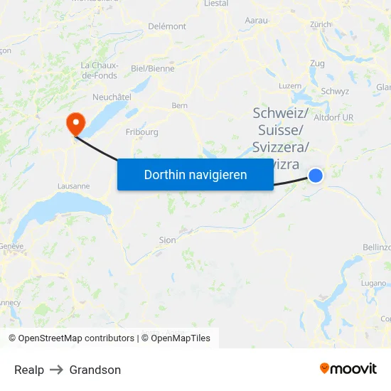 Realp to Grandson map