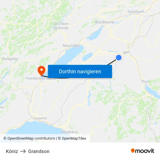 Köniz to Grandson map