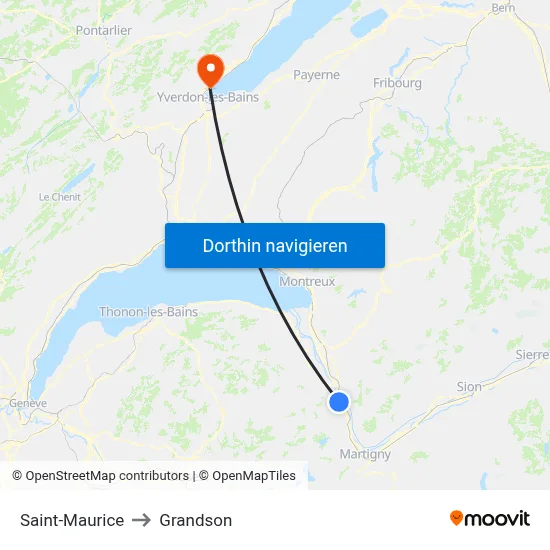 Saint-Maurice to Grandson map