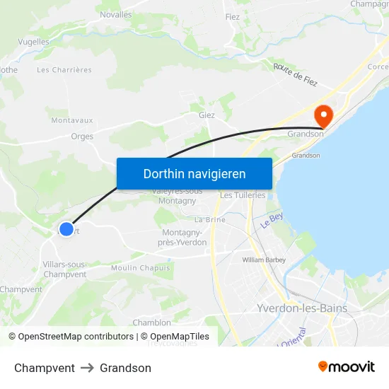 Champvent to Grandson map