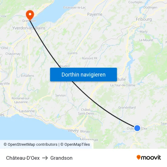 Château-D'Oex to Grandson map