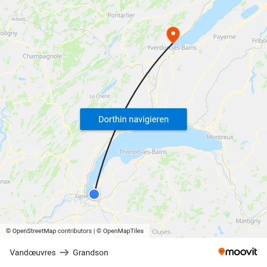 Vandœuvres to Grandson map